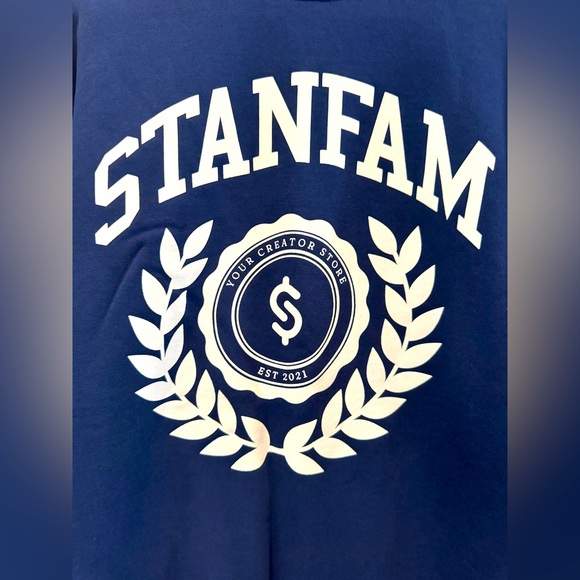 Like New! STANFAM Fleece Pullover Crewneck Sweatshirt- Navy Men’s Medium - Picture 2 of 8